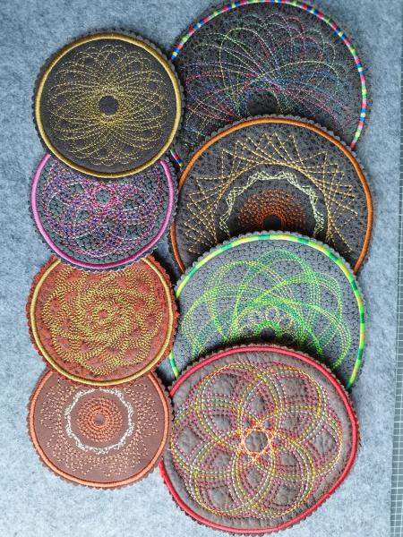 ITH Stickdatei Untersetzer und Glasabdeckung Spiro